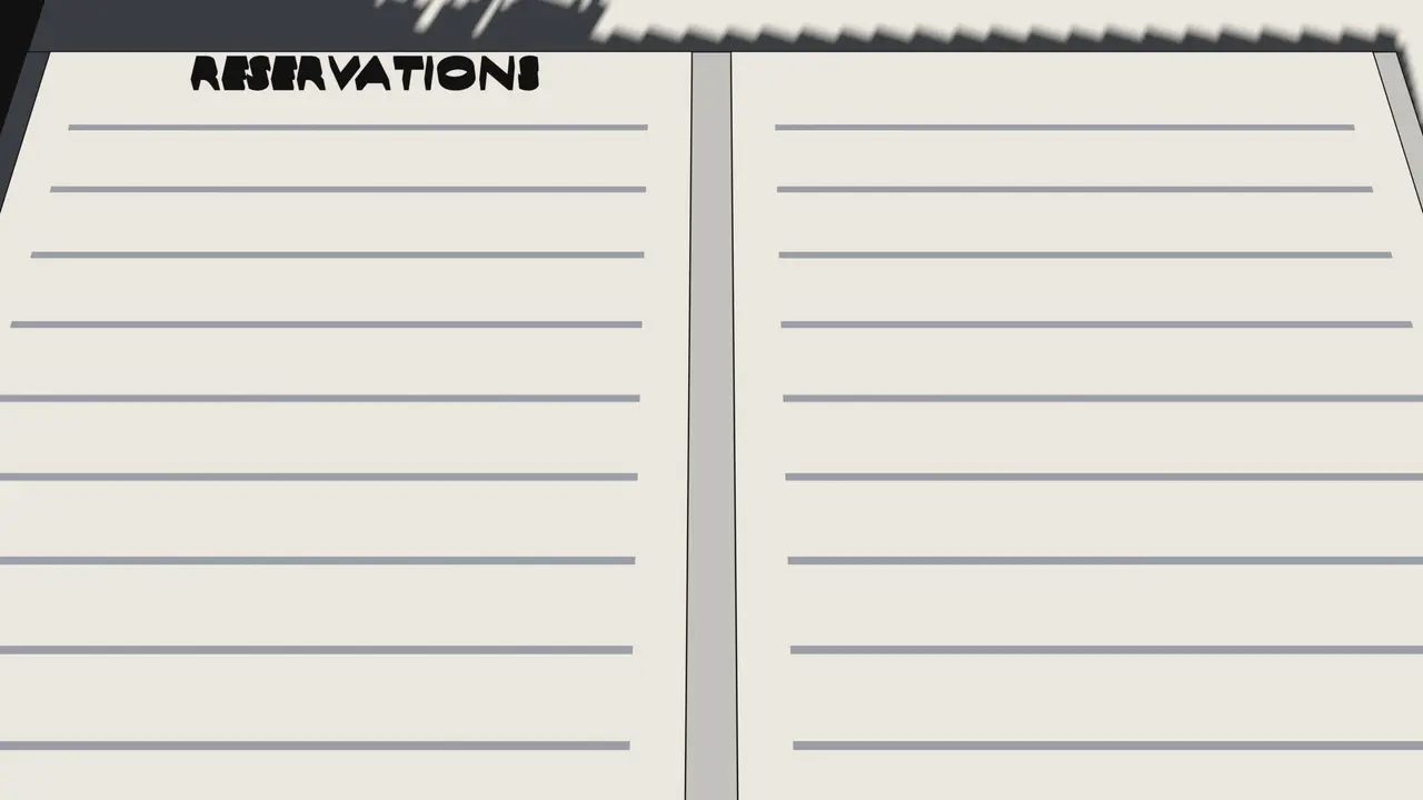 An open reservations book with every line empty.